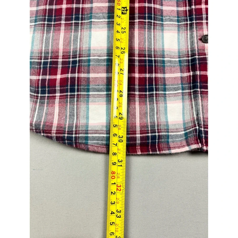Banana Republic Mens Tall L Untucked Slim Fit Ultra-Soft Flannel Plaid Shirt Red